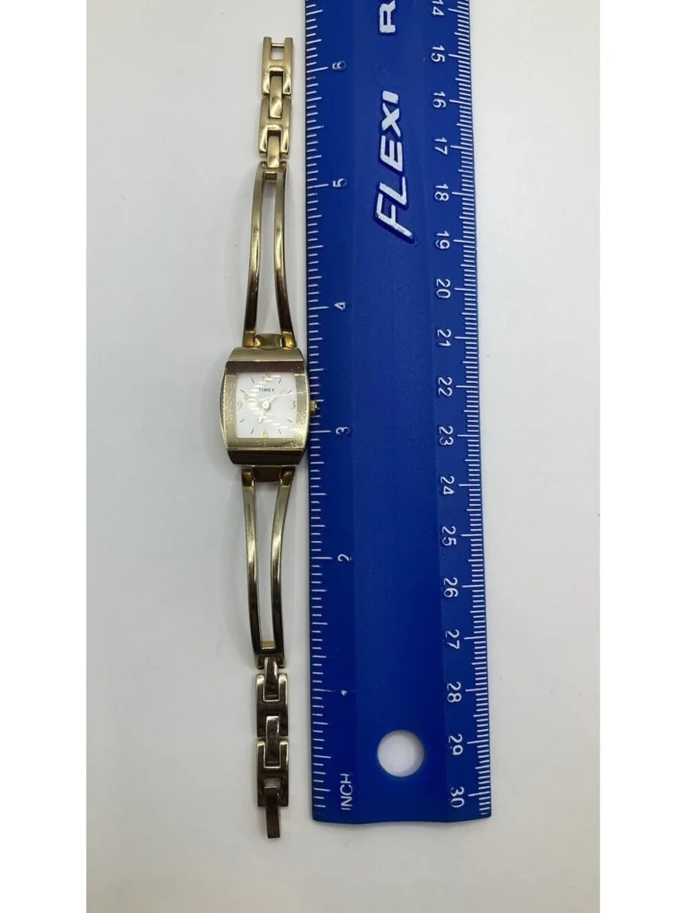 Vintage Timex Ladies Bangle Cuff Gold Tone Square Dial Watch Not Running